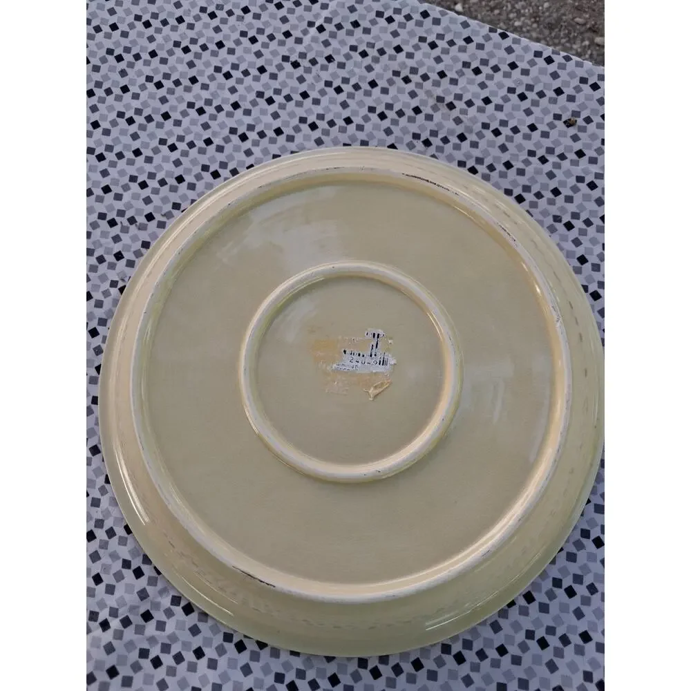 Vintage-Style Stoneware Pie Plate ~ Embossed Fruit/Leaf Pattern, Scalloped Edge